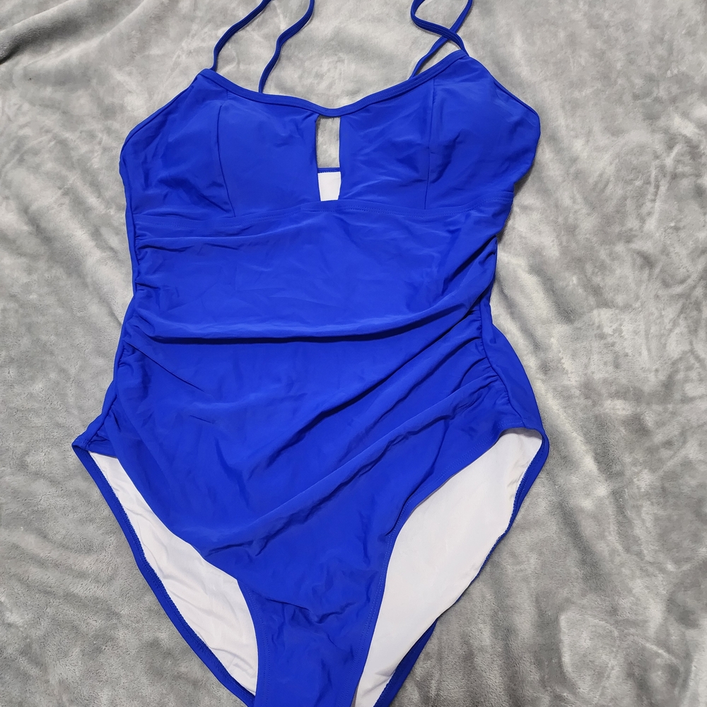 B2prity One Piece Tummy Control Swimsuit Royal Blue Large New